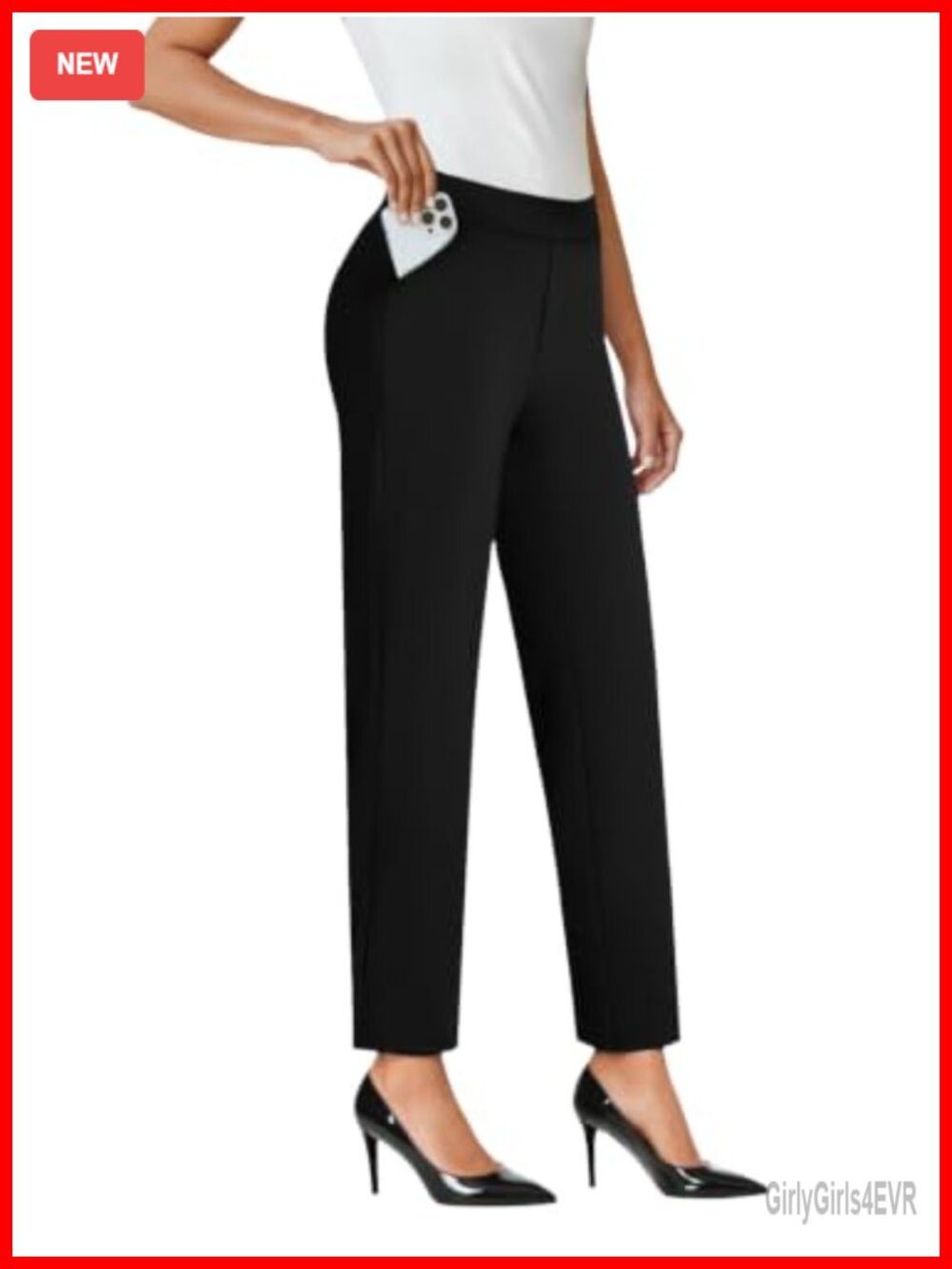 High Waist Ankle Dress Pants with Pockets